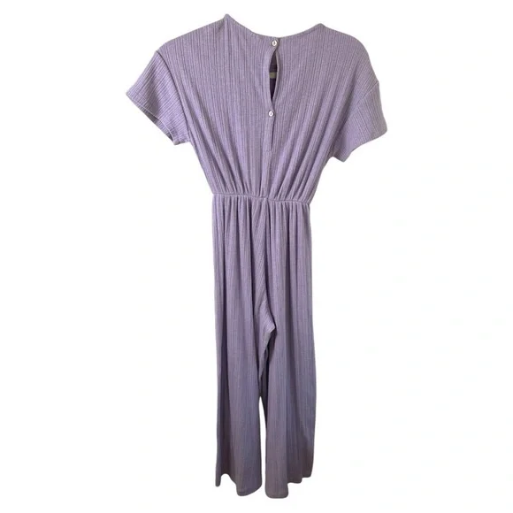 Zara Jumpsuit Womens 12 Pants Empire Waist Cap Sleeves Wide Leg Spring Lavander - Picture 2 of 7
